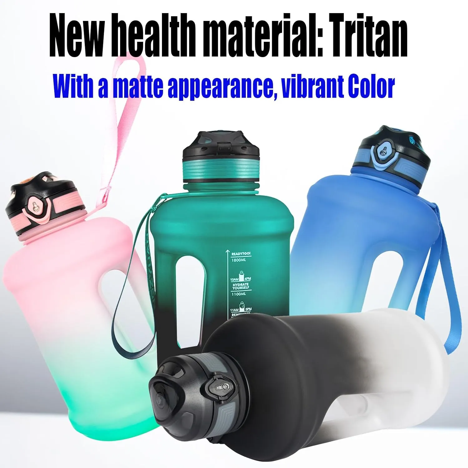 Sports Water Bottle, 63 Oz/1800mL, Leak Proof BPA Free Travel Outdoor For Men Women (Gradient_Blue)