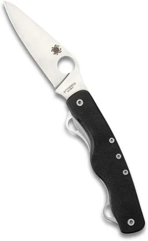 Spyderco ClipiTool Standard Multi-Functional Pocketknife with 3 Stainless Steel Blades and Durable Black G-10 Handle - PlainEdge - C208GP