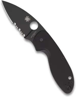 Spyderco Efficient Value Knife with 2.98" Drop-Point Black Blade and Durable Black G-10 Handle - Combination Edge - C216GPSBBK