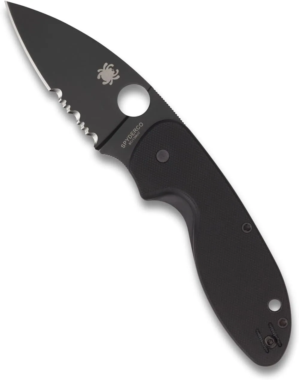 Spyderco Efficient Value Knife with 2.98" Drop-Point Black Blade and Durable Black G-10 Handle - Combination Edge - C216GPSBBK