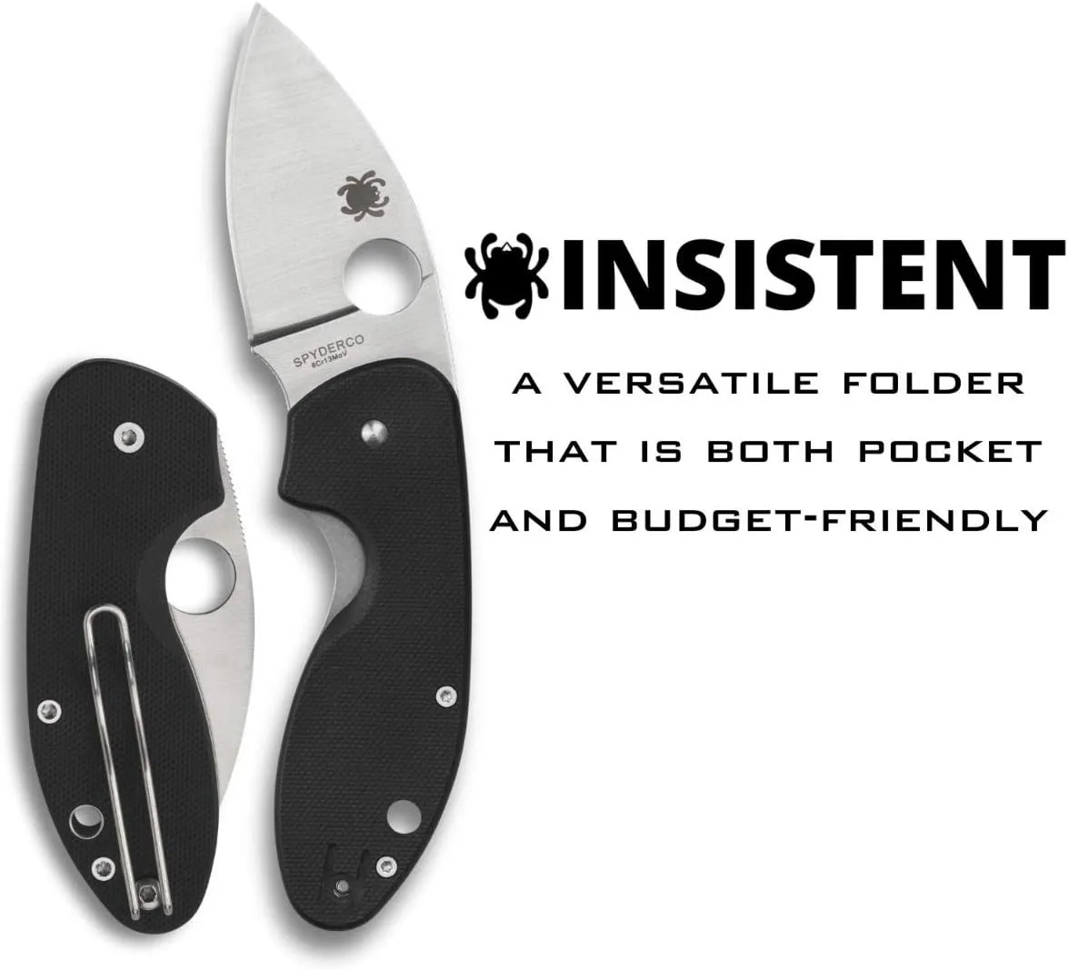 Spyderco Insistent Value Knife with 2.47" Stainless Steel Blade and Durable Black G-10 Handle - PlainEdge - C246GP
