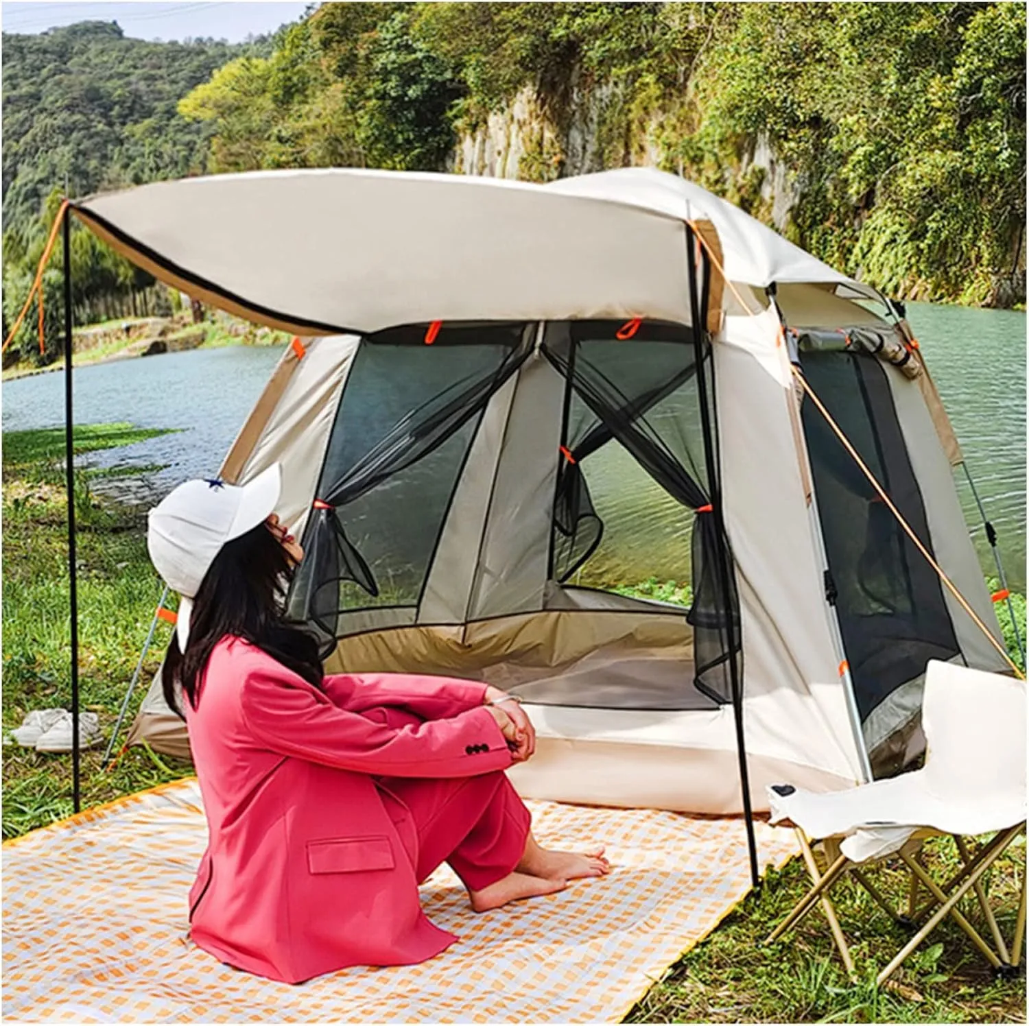 Stand Up Tents for Adults 4 People Spacious Large Family Tent Practical Sturdy Camping Tenta for Camping