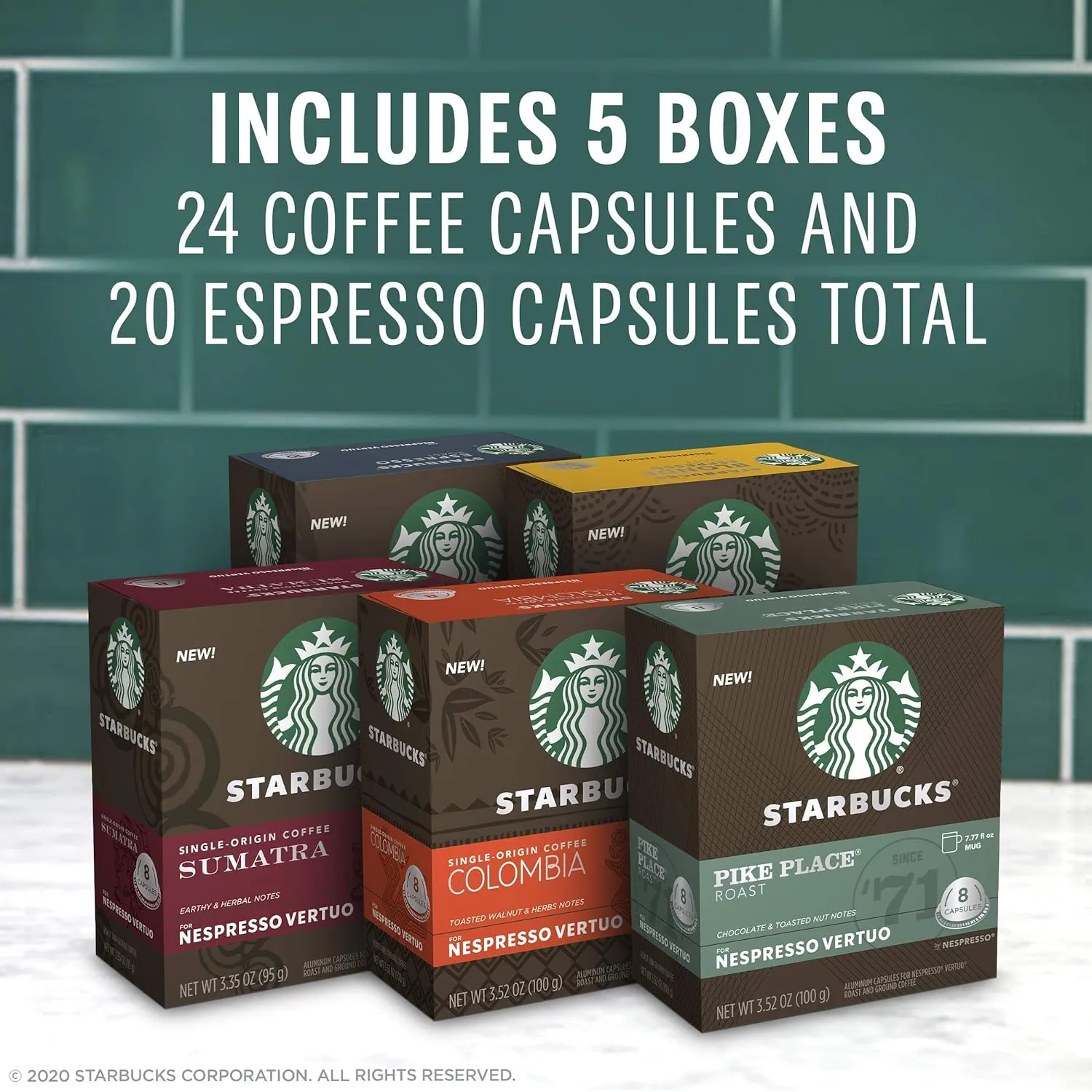 Starbucks by Nespresso Vertuo, Favorite Variety Pack Coffee & Espresso, 44-count Coffee and Espresso Pods, Brews 7.8 oz and 1.35 oz.