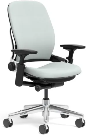 Steelcase Leap Task Chair: Polished Aluminum Base - 4D Adjustable Arms - No Headrest - Hard Floor Casters