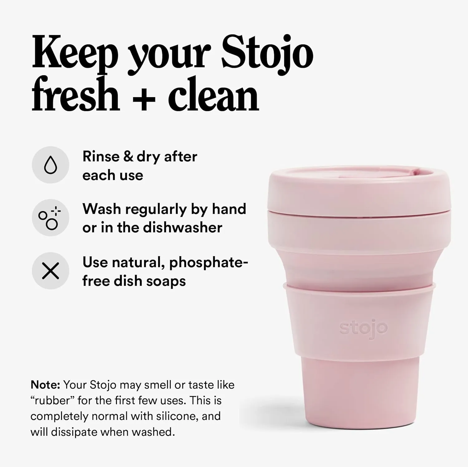 STOJO Collapsible Travel Cup - Reusable To-Go Pocket Size Silicone Bottle for Hot and Cold Drinks - Perfect for Camping - Microwave & Dishwasher Safe (Carnation, 12 Ounce (Pack of 1) - No Straw)