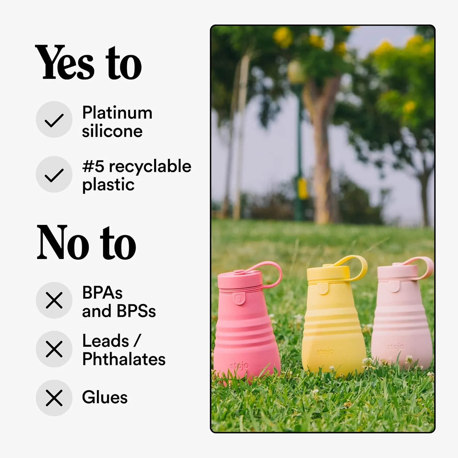 Stojo Jr Collapsible Bottle for Kids - Carnation Pink, 14oz / 400ml - Leak-Proof Reusable Silicone Travel Cup for Hot & Cold Drinks - For Home, On-The-Go Camping & Hiking - Microwave & Dishwasher Safe