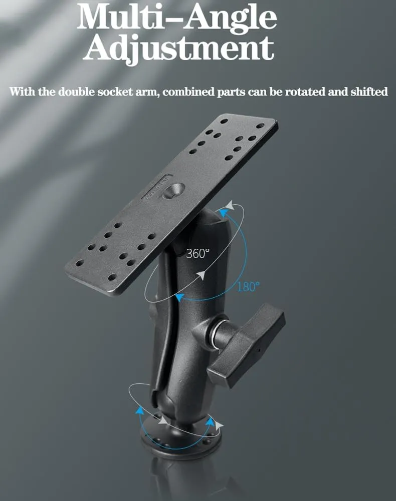 Strg 1.5" Ball Mount with Aluminum Alloy Rectangle Plate, Universal Electronic Device Mounting Ball Base with AMPS Holes Compatible with RAM and All 1.5 Inch/ C Size/ 38MM Ball Double Socket Arms