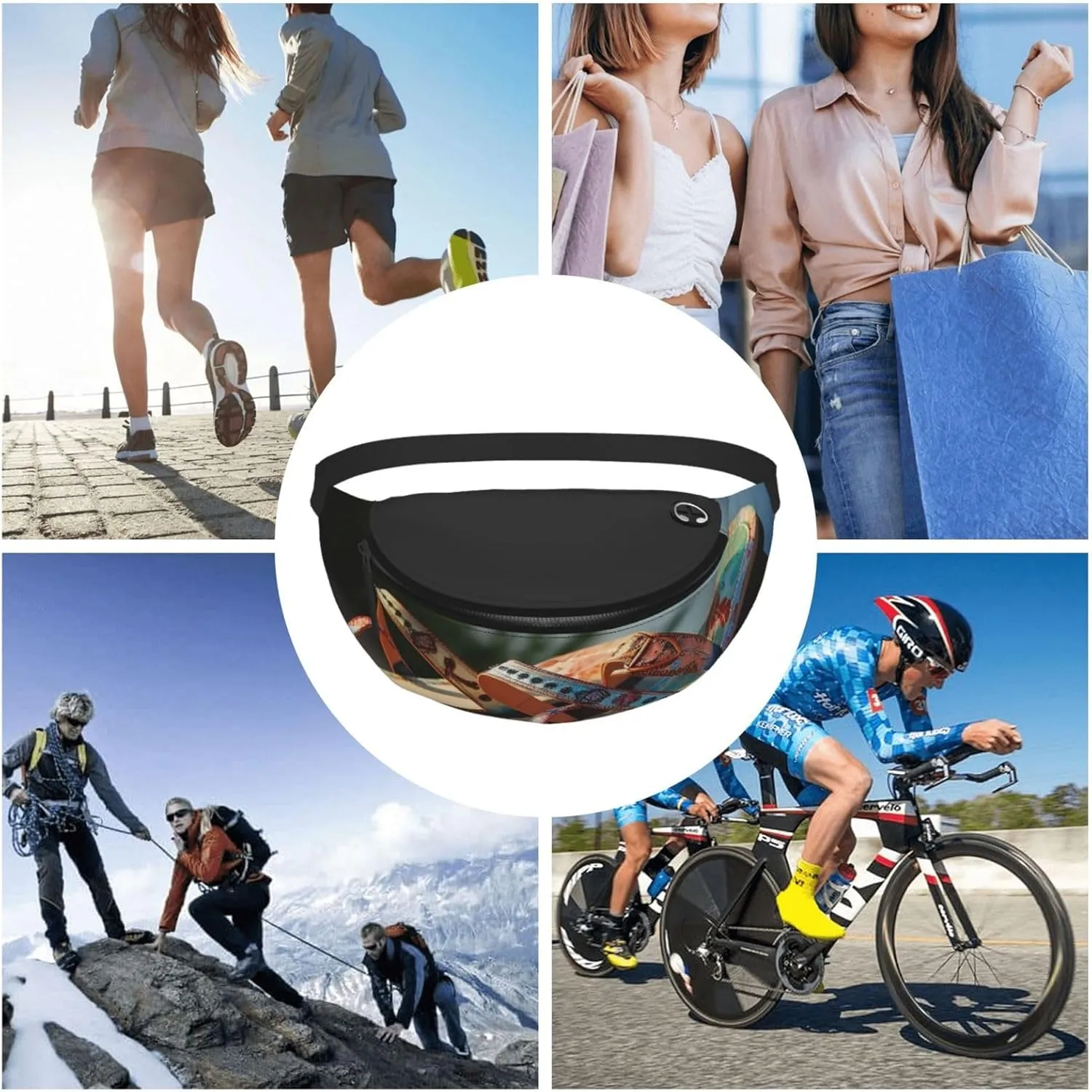 Summer Beach Sandals Fanny Pack for Man Women Waist Bag Adjustable Belt Casual Chest Bag Bum Bags for Travel Sports Running Hiking Waist Packs