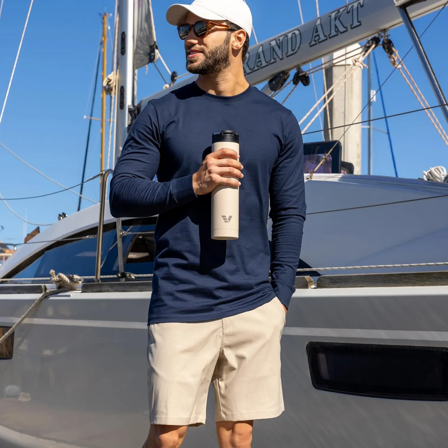 Super Maxi Stainless Steel Water Bottle 36oz - Double wall vacuum insulated | Integrated carry handle | leak proof flip top lid | Lightweight & stylish - Desert Beige