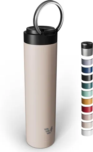 Super Maxi Stainless Steel Water Bottle 36oz - Double wall vacuum insulated | Integrated carry handle | leak proof flip top lid | Lightweight & stylish - Desert Beige