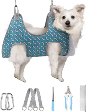 Supet Medium Dog Grooming Hammock Harness for Cats Dogs, Relaxation Pet Grooming Hammock Restraint Dog & Small Animal Leashes Sling(M（ Legs Spacing：9"-12.5" / Max W：50LBS ）