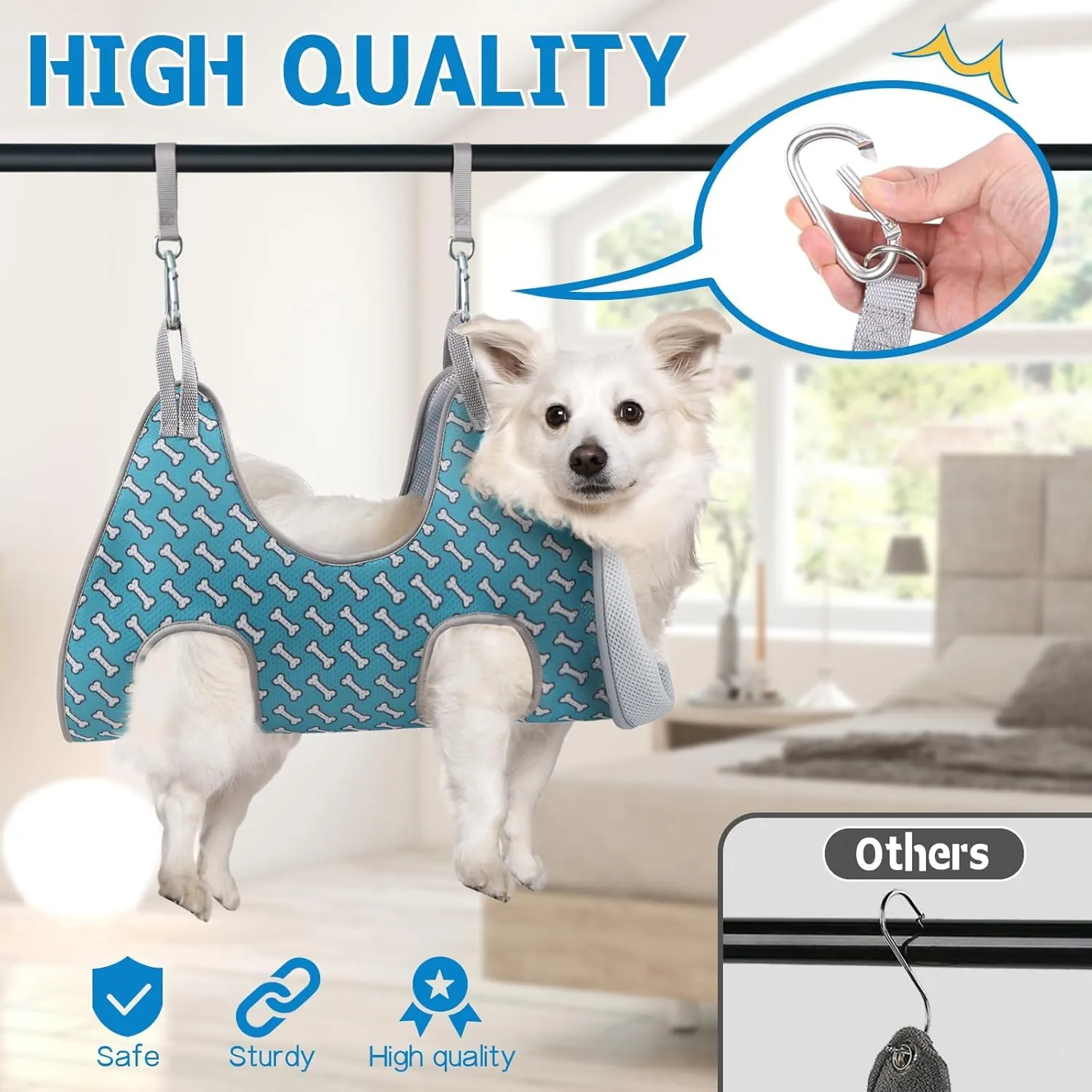 Supet Medium Dog Grooming Hammock Harness for Cats Dogs, Relaxation Pet Grooming Hammock Restraint Dog & Small Animal Leashes Sling(M（ Legs Spacing：9"-12.5" / Max W：50LBS ）