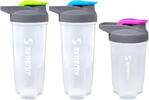Synergy Protein Nutrition Shaker Bottle 3-Pack (18/24/24oz, Blue/Green/Pink)