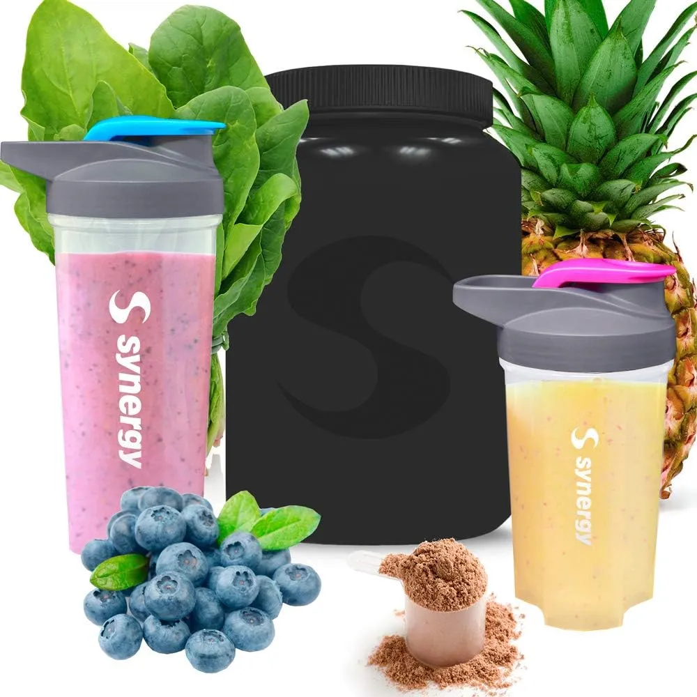 Synergy Protein Nutrition Shaker Bottle 3-Pack (18/24/24oz, Blue/Green/Pink)