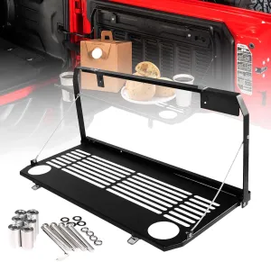 Tailgate Table Foldable Cargo Shelf Compatible with Jeep Wrangler JL & JLU 2018-2024, Outdoor Camping Cargo Desk Camping Tables, Heavy-Duty Steel