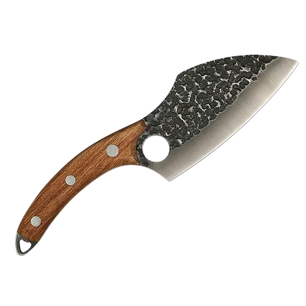 Tejas DMS-312 Hammered 5cr15mov Stainless Steel with Rosewood Handle with Leather Sheath - 5"