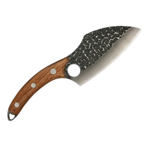 Tejas DMS-312 Hammered 5cr15mov Stainless Steel with Rosewood Handle with Leather Sheath - 5"