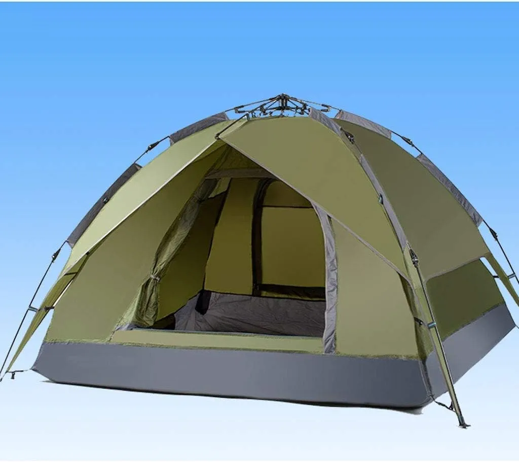 Tent Double Layer Automatic Instant Setup Camping Tent 3-4 Person Family Tent Waterproof Foldable Tent for Hiking Travel Yurt (Color : Army Green)