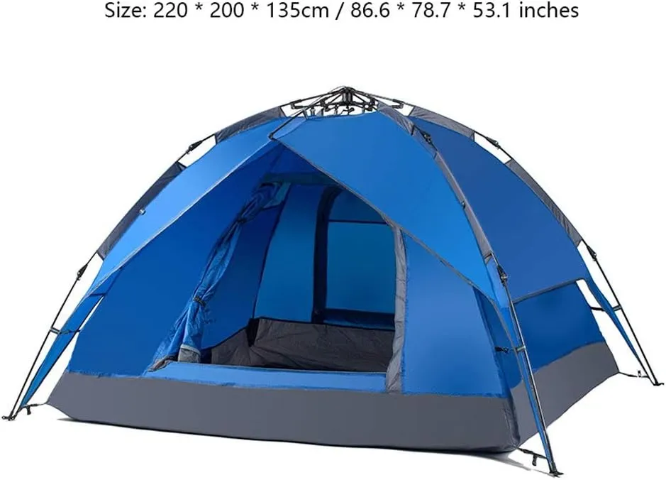 Tent Double Layer Automatic Instant Setup Camping Tent 3-4 Person Family Tent Waterproof Foldable Tent for Hiking Travel Yurt (Color : Army Green)