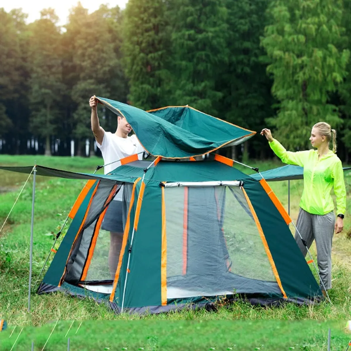 Tent for Family 5-6 Person Camping Tents Double Layer Tent with Porch Shade, Sun Protection,Pop Up Tent with Advanced Ventilation,Outdoor Garden Use