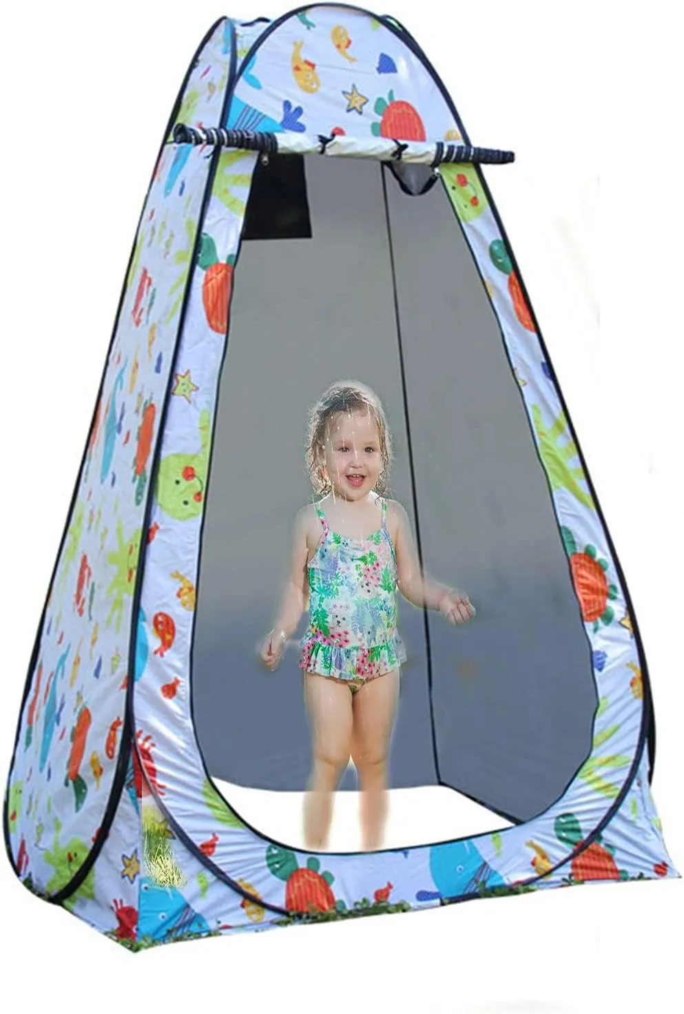 Tent Pod Up Portable Outdoor Shower Tent Changing Room Privacy Tent Instant Camp Toilet Rain Shelter for Camping Beach Lightweight Sturdy Easy Set Up Foldable with Carry Bag (A 150cm)