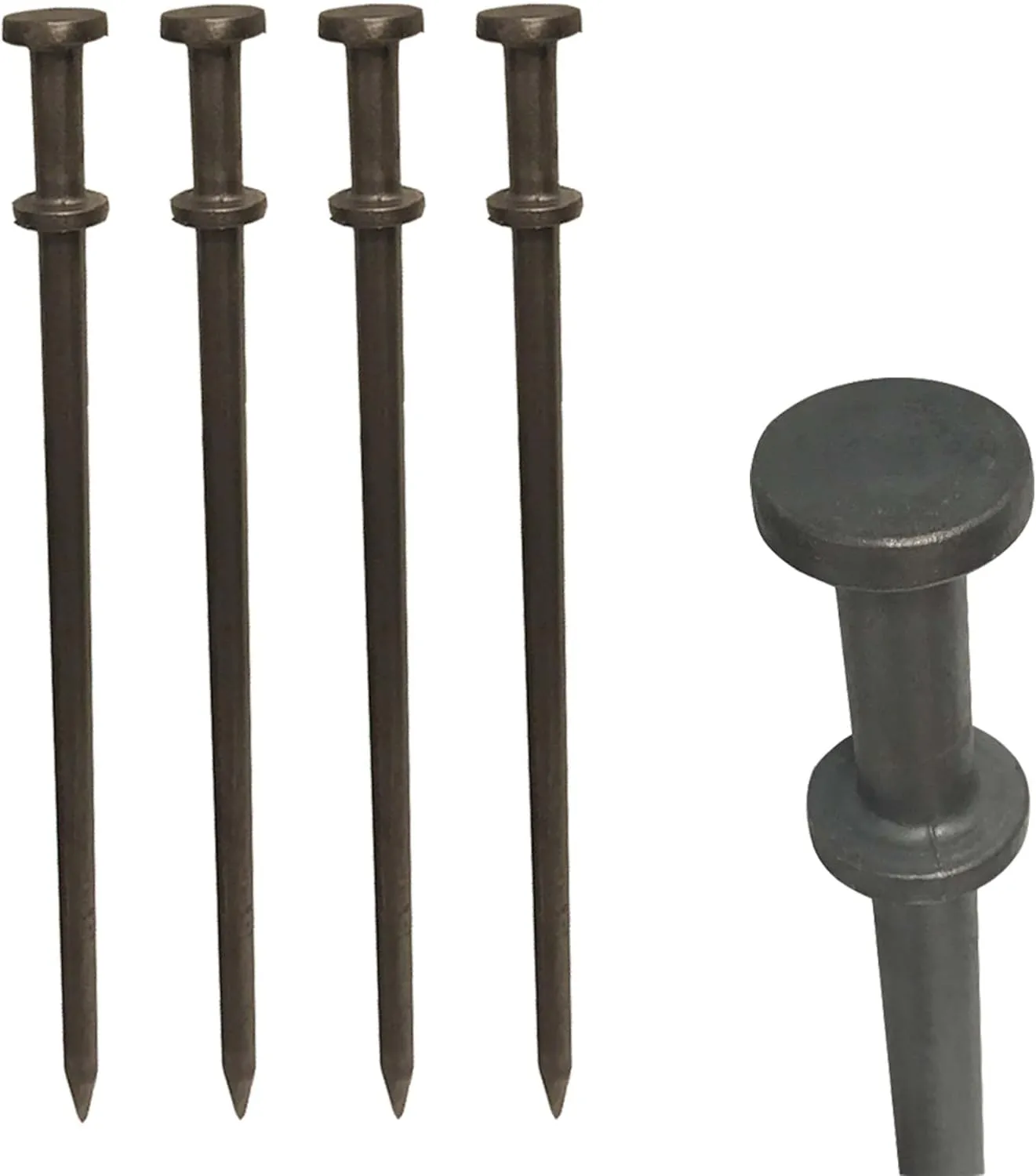 TentAndTable Double Head Metal Tent Stakes Heavy Duty Steel Ground Stake, Versatile Spikes to Anchor Commercial Inflatables, Event Party Tents, and Outdoor Camping Shelters, 1 x 20 Inch, 10 Pack