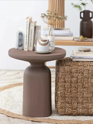 TEXTURED ALUMINUM SIDE TABLE, MATTE MINK COLOR