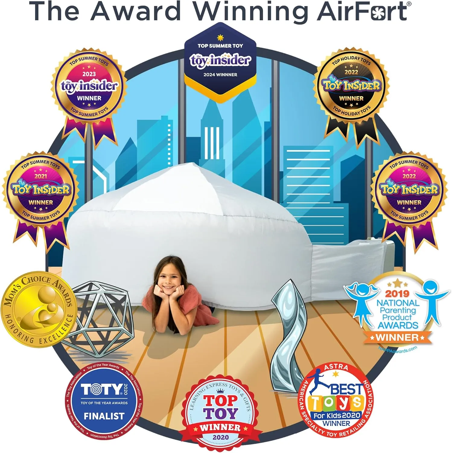 The Original Patented AirFort - Build A Fort in 30 Seconds, Inflatable Fort for Kids, Play Tent for 3-12 Years, A Playhouse Where Imagination Runs Wild, Fan not Included (Mod About Gray)