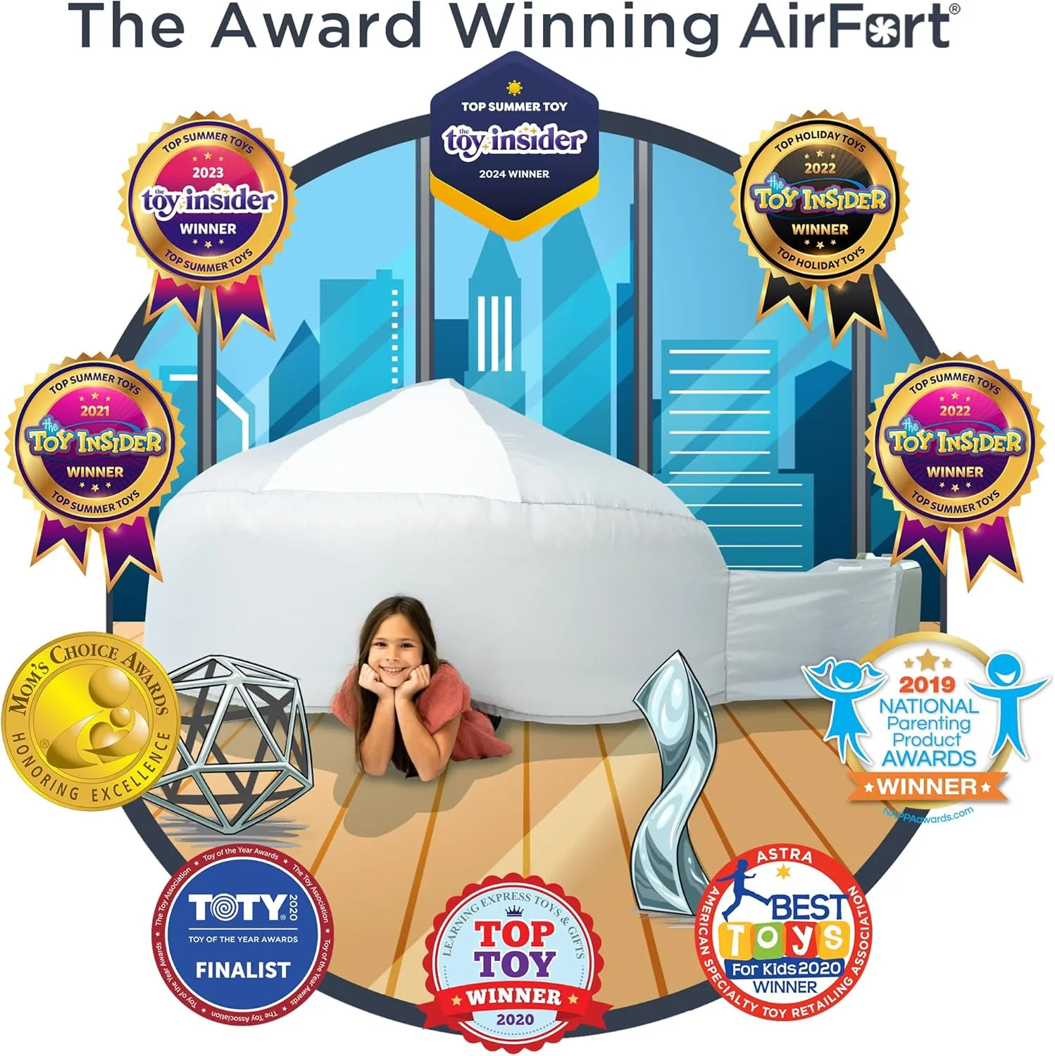 The Original Patented AirFort - Build A Fort in 30 Seconds, Inflatable Fort for Kids, Play Tent for 3-12 Years, A Playhouse Where Imagination Runs Wild, Fan not Included (Mod About Gray)