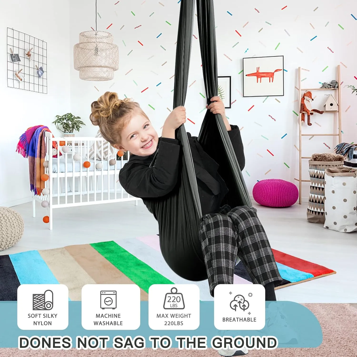 Therapy Swing for Kids with Special Needs (Hardware Included) Sensory Swing Cuddle Indoor Outdoor Adjustable Hammock for Children with Autism, ADHD, Aspergers, Sensory Integration