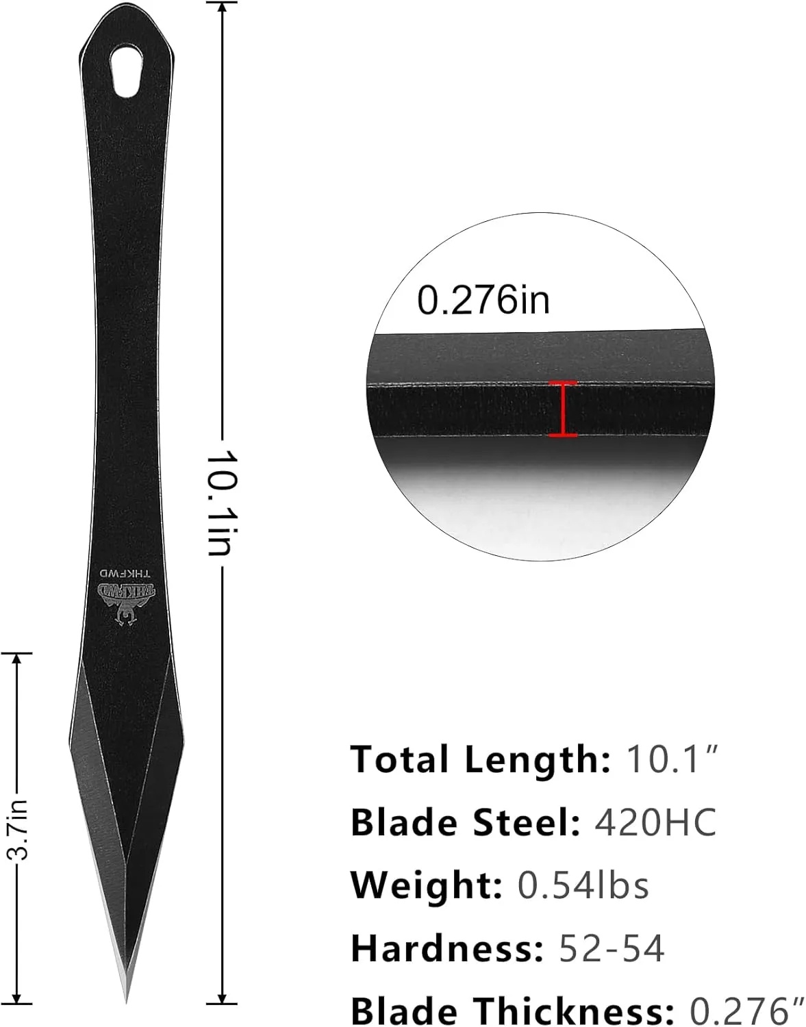 Throwing Spikes Set 6-Pack,10" Length 0.275" Thick Full Tang Stainless Steel Design with Protective Nylon Sheaths for No Spin Throwing
