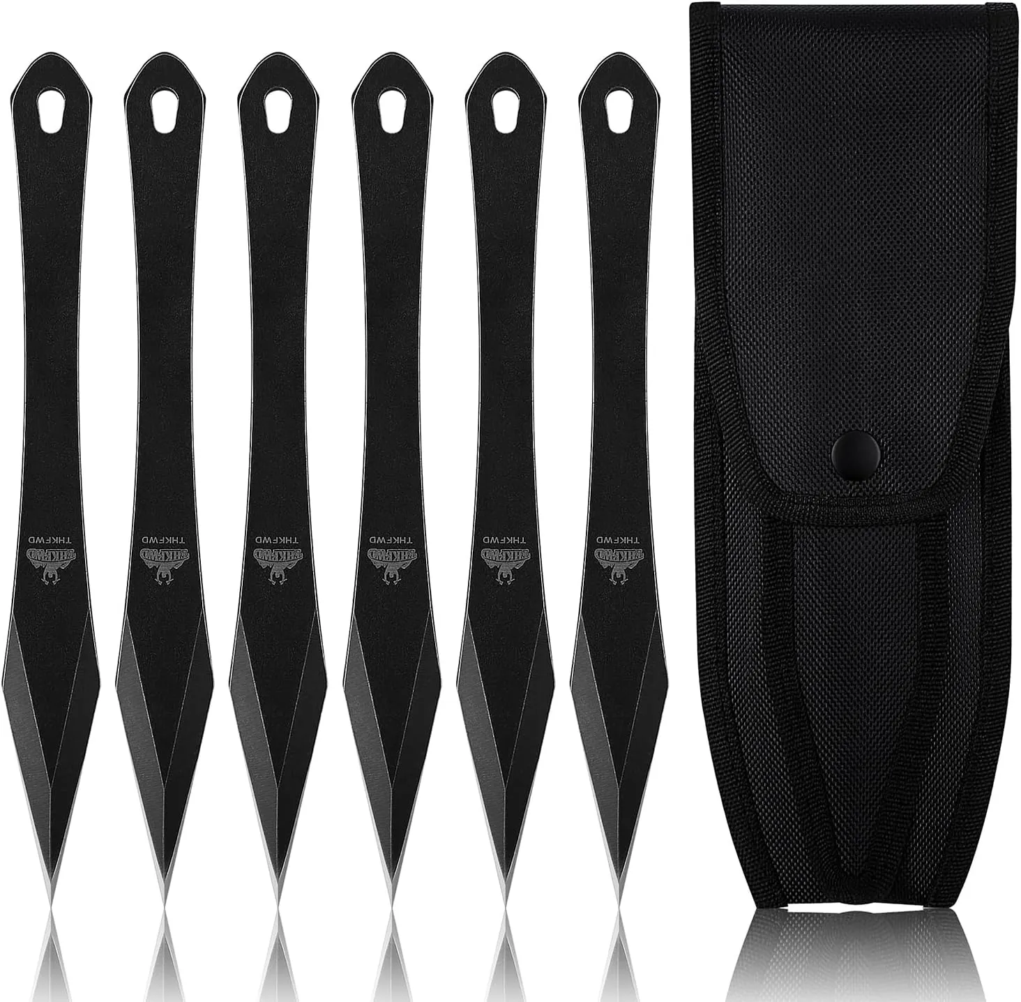 Throwing Spikes Set 6-Pack,10" Length 0.275" Thick Full Tang Stainless Steel Design with Protective Nylon Sheaths for No Spin Throwing