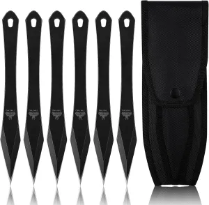 Throwing Spikes Set 6-Pack,10" Length 0.275" Thick Full Tang Stainless Steel Design with Protective Nylon Sheaths for No Spin Throwing