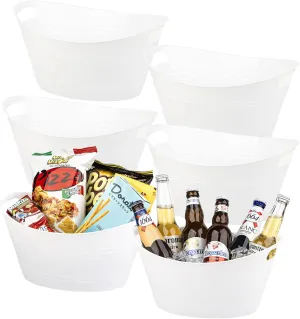 Tiawudi 6 Pack Plastic Oval Storage Tub, Ice Bucket for Wine, Beer and Champagne, Bottle Drink Cooler for Parties, Storage Basket, 4.5 Liter