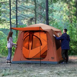 TIMBER RIDGE Instant Pop Up Hub Tent, 4 Person Portable Weather Resistant Camping Tent, 60 Second Set-Up, Easy Up Tents with Rain Fly and Carry Bag, Orange