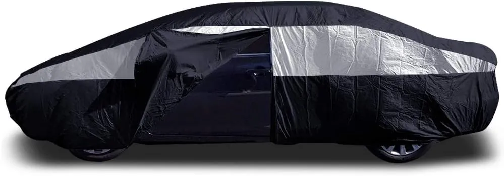 Titan Jet Black Poly 210T Car Cover for Large Sedans 203-212". Waterproof, UV Protection, Scratch Resistant, Driver-Side Zippered Opening. Fits Avalon, XTS, 6-8 and More.