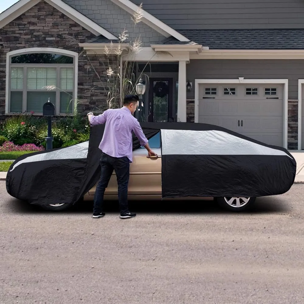 Titan Jet Black Poly 210T Car Cover for Large Sedans 203-212". Waterproof, UV Protection, Scratch Resistant, Driver-Side Zippered Opening. Fits Avalon, XTS, 6-8 and More.