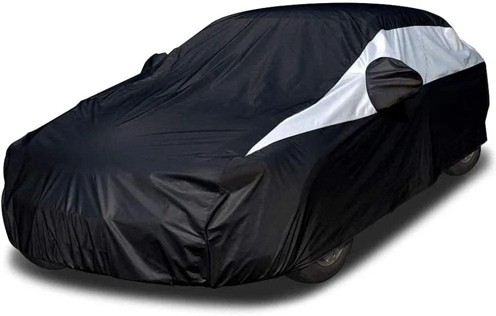Titan Jet Black Poly 210T Car Cover for Large Sedans 203-212". Waterproof, UV Protection, Scratch Resistant, Driver-Side Zippered Opening. Fits Avalon, XTS, 6-8 and More.