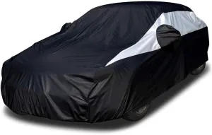 Titan Jet Black Poly 210T Car Cover for Large Sedans 203-212". Waterproof, UV Protection, Scratch Resistant, Driver-Side Zippered Opening. Fits Avalon, XTS, 6-8 and More.