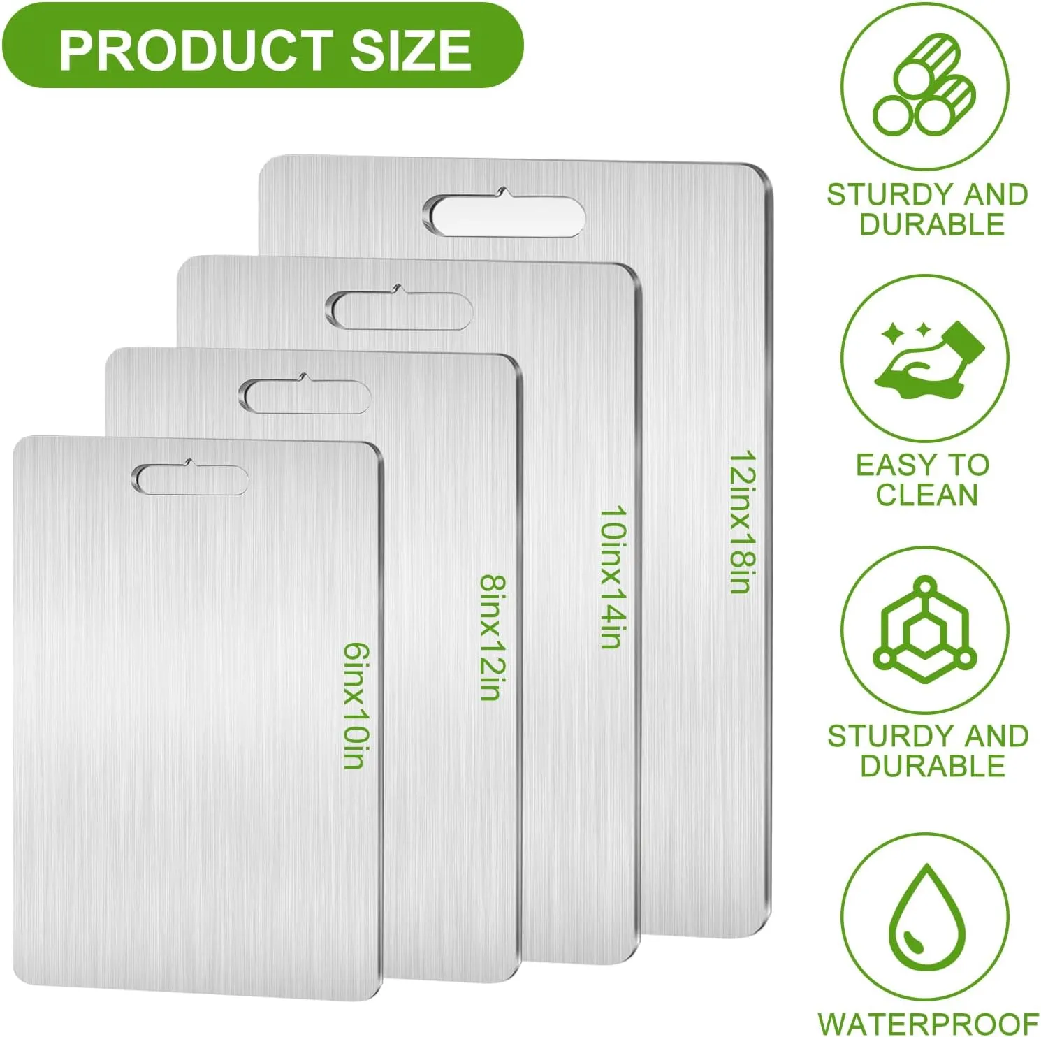 Titanium Cutting Board, Double Sided Stainless Steel Non Toxic Cutting Boards for Kitchen, Food-Grade chopping Board for Cutting Meats, Fruits And Vegetables