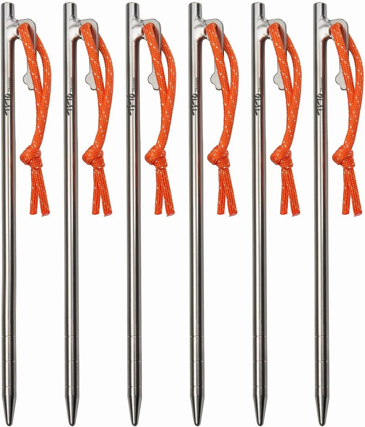 TiTo Titanium Tent Pegs Stakes Lightweight Snowfield Grassland Heavy Duty Tent Nails for Outdoor Camping Hiking and Plant Support Garden Stakes 4pcs/6pcs (8×240mm-6pcs)