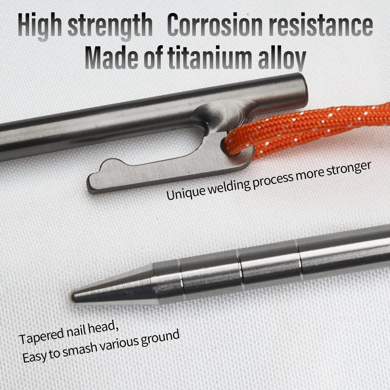 TiTo Titanium Tent Pegs Stakes Lightweight Snowfield Grassland Heavy Duty Tent Nails for Outdoor Camping Hiking and Plant Support Garden Stakes 4pcs/6pcs (8×240mm-6pcs)