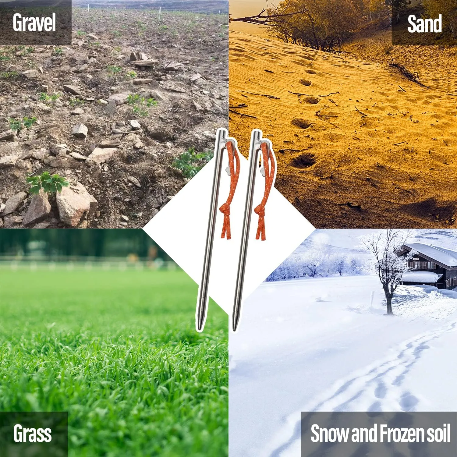 TiTo Titanium Tent Pegs Stakes Lightweight Snowfield Grassland Heavy Duty Tent Nails for Outdoor Camping Hiking and Plant Support Garden Stakes 4pcs/6pcs (8×240mm-6pcs)