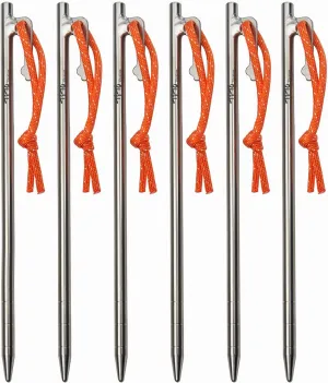 TiTo Titanium Tent Pegs Stakes Lightweight Snowfield Grassland Heavy Duty Tent Nails for Outdoor Camping Hiking and Plant Support Garden Stakes 4pcs/6pcs (8×240mm-6pcs)