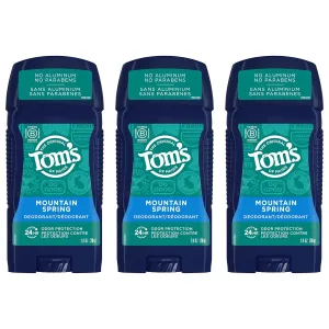 Tom's of Maine Long-Lasting Aluminum-Free Natural Deodorant for Men, Mountain Spring, 2.8 oz. 3-Pack (Packaging May Vary)