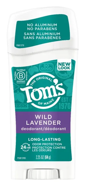 Tom's of Maine Long-Lasting Aluminum-Free Natural Deodorant for Women, Wild Lavender, 2.25 oz. 3-Pack (Packaging May Vary)