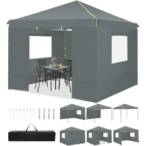 TOOLUCK Canopy Tent, 10x10 Pop Up Canopy Tent with Sidewalls and Roll-up Ventilated Windows with Mosquito net, Ez Outdoor Commercial Instant Gazebo Tent for Party Waterproof with Carrybag