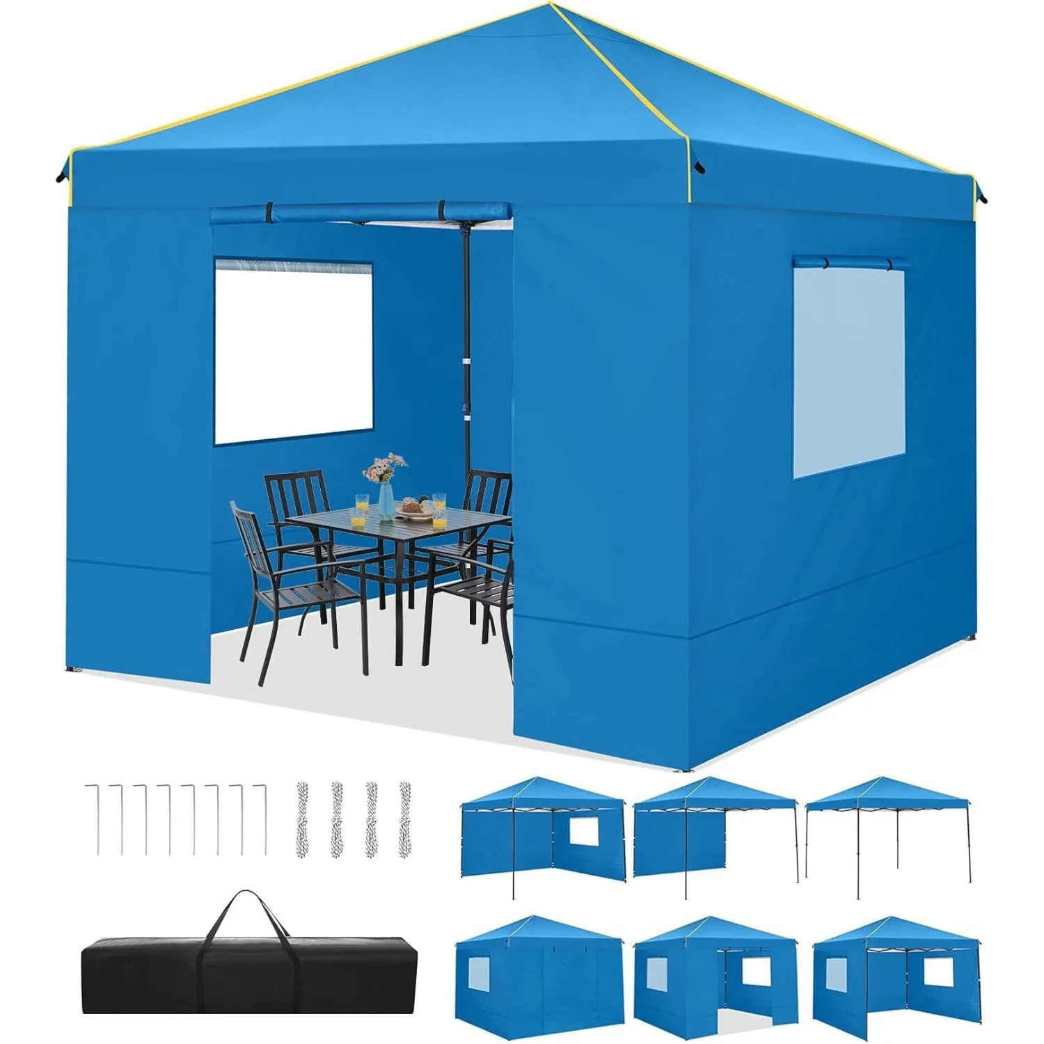 TOOLUCK Canopy Tent, 10x10 Pop Up Canopy Tent with Sidewalls and Roll-up Ventilated Windows with Mosquito net, Ez Outdoor Commercial Instant Gazebo Tent for Party Waterproof with Carrybag
