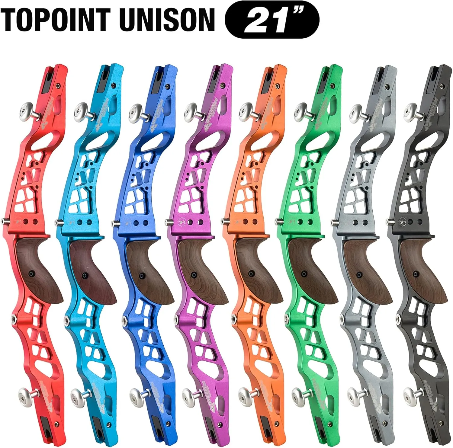 TOPOINTARCHERY Unison 21 Inch ILF Recurve Bow for Competition Target Shooting Aluminum CNC Milling Recurve Bow Riser Right Handed ILF Device for Archery Bow Targeting