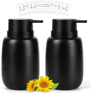 Topsky Black Soap Dispensers - 2 Pack Plastic Pump Bottles, 500ml, Rustproof, BPA &, Suitable for Kitchen & Bathroom, Liquid Hand Soap, Shampoo, Lotion, Essential Oil